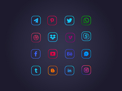 Social Media Icon appicon branding corporate identity gradient design gradient icon graphic design icon icon design icon set iconography icons social media social media icons ui vector