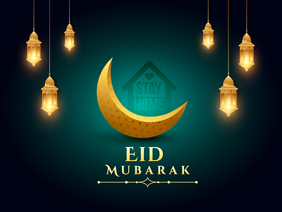 Eid Mubarak eid mubarak eid ul fitr graphic design illustration stay healthy stay home stay safe typography vector