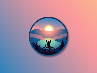 Travel landscape cycling girl character girl illustration gradient gradient design graphic design icon design illustration illustration art illustrations landscape landscape design landscape illustration landscaping mountain sunset travel traveling