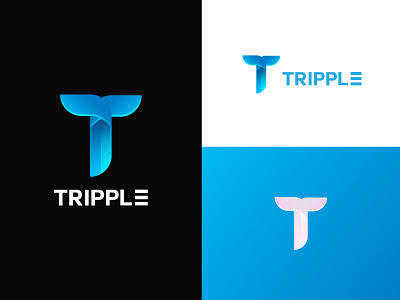 T letter Logo brand identity branding corporate identity gradient gradient logo graphic design illustration letter logo logo t letter logo tripple vector