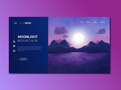 Moonlight mountain botton illustration ui ui design vector web design web ui design web ui kit website website design