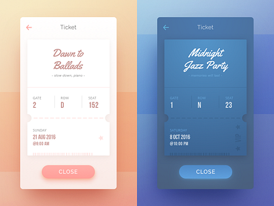 Ticket Time! android concert day design event ios mobile music night ticket ui