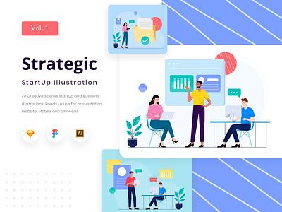 Strategic - Start Up Illustration design flat illustration header illustration illustrations mobile app onboarding screens sketch vector website