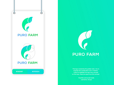 PURO FARM LOGO 2020 blue branding design financial golden ratio logo goldenratio logo logo design minimal mint green simple tranding