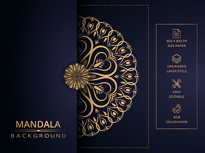 Luxury mandala background with modern arabesque abstract background branding design illustration instagram post liquid logo luxury mandala manipulation typography web