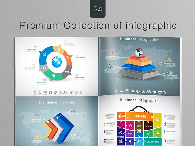 Premium Collection of Infographics 3d app book corlorful cover graphic infographic powerpoint template web web app world