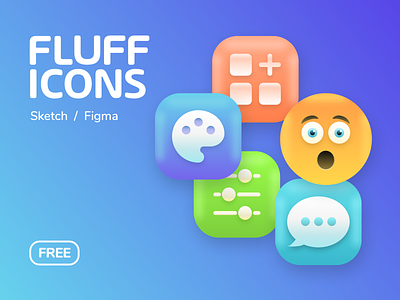 FLUFF 3D ICONS - FREE 😋 3d free icons ui ui ux ui design ui kit uidesign uiux ux ux design