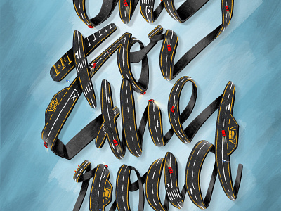 One For The Road hand lettering illustration procreate