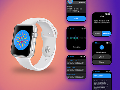 Apple Watch Concept for writers apple watch apple watch design application dark mode mobile app mobile app design smart watch smart watch app smartwatch ui