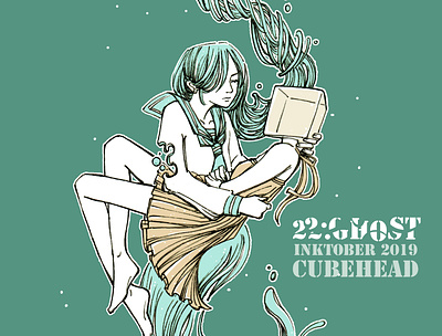 Inktober 22: Ghost characterdesign comics cover art cubehead graphicnovel illustration inking inktober inktober2019