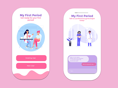 Period App - My First Period: For Teenagers app app ui concept gynecologist period teen uidesign