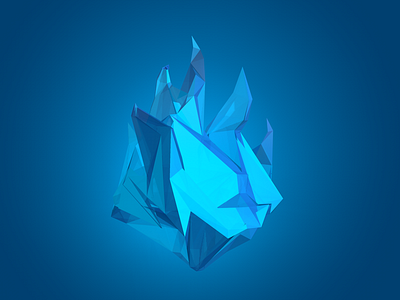 Polygonal blue flame 3d fire flame polygon