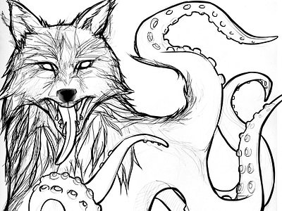 Wolfctopus digital painting drawing illustration octopus wolf wolfctopus