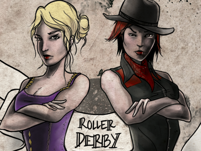 Roller derby poster illustration roller derby