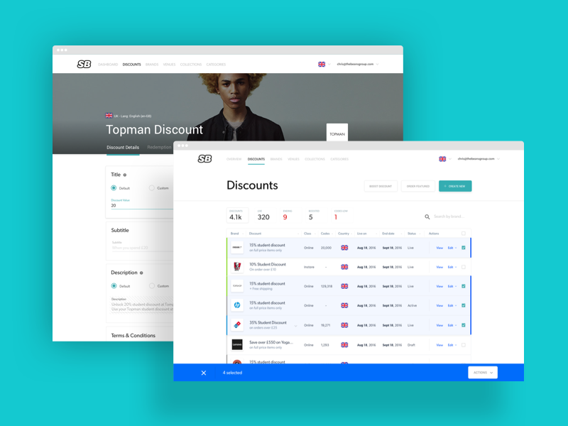 Internal Management Tool by Chris Weston for Student Beans on Dribbble