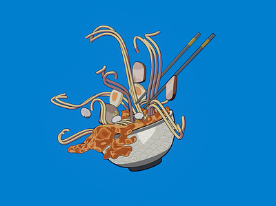 Anime style ramen 3d blender design eevee graphic design illustration