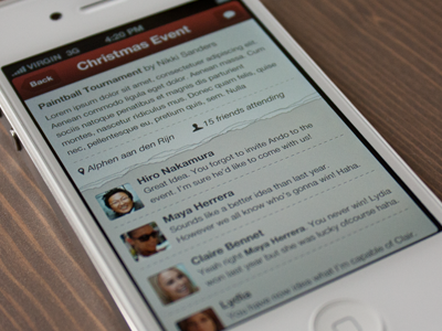 Friends Calendar iPhone Interface