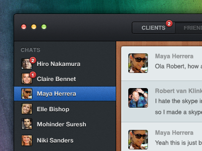 Skype chat in my world chat interface lion mac menu notification skype ui