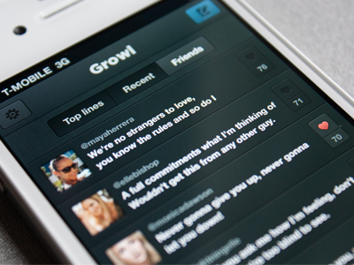 Growl iphone list interface ios iphone like lyric message ui