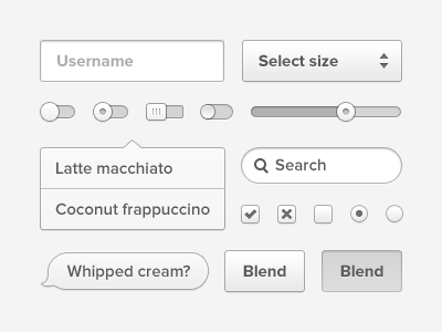 Coconut psd bubble button dropdown field hover input menu psd slider switch text toggle ui