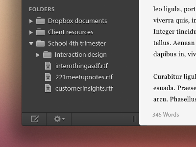 App sidebar app editor mac text