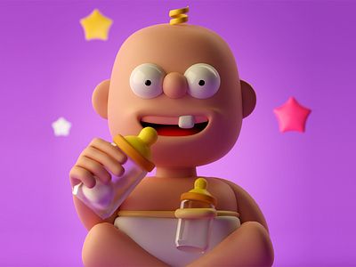 Baby 3d 3dcharacter 3dmodel 3dmodelling 3dsmax baby blender blender3d design illustration