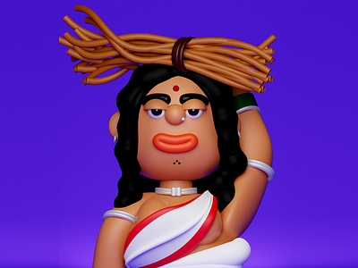 Village Women 3d 3dcharacter 3dmodel 3dmodelling 3dsmax blender blender3d design illustration india