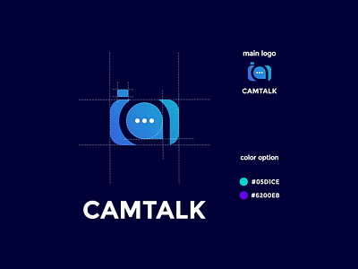 camera talking blue coloring logo concept