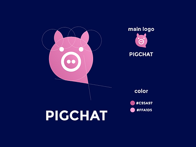 pigchat animal logo concept app branding design icon illustration logo minimal typography ui ux vector web
