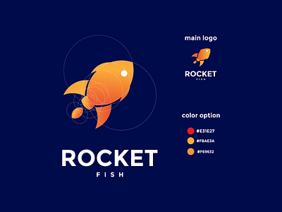 rocket fish logo concept app branding design icon illustration logo typography ui ux vector