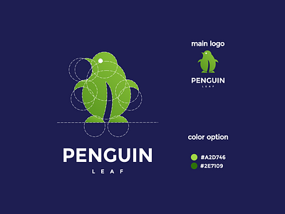 pinguin leaf green coloring logo app branding design icon illustration logo typography ui ux vector