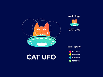 cat ufo coloring logo concept app branding design icon illustration logo typography ui ux vector