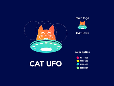 cat ufo coloring logo concept