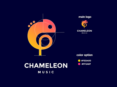 chameleon and terumpet music logo app branding design icon illustration logo typography ui ux vector web