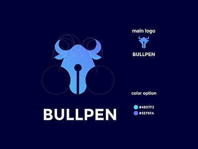 BULL AND PEN BLUE COLORING LOGO app branding design icon illustration logo typography ui ux vector web