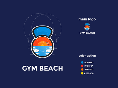 gym beach combination logo app branding design icon illustration logo typography ui ux vector