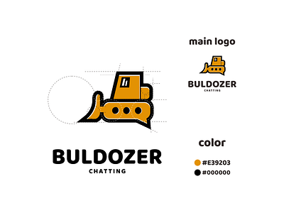 bulldozer chatting logo app branding design icon illustration logo typography ui ux vector