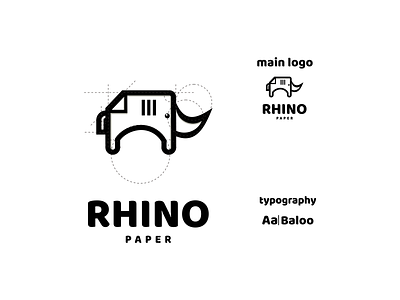 rhino paper logo app branding design icon illustration logo typography ui ux vector