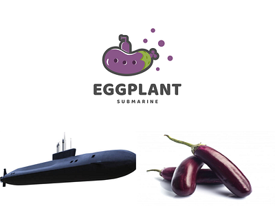 eggplant and submarine app branding design icon illustration logo typography ui ux vector