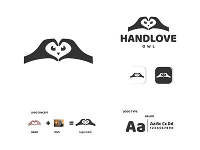 hand love and owl app branding design graphic design icon illustration logo typography ui ux vector