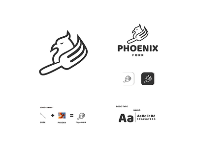 phoenix and fork app branding design icon illustration logo typography ui ux vector