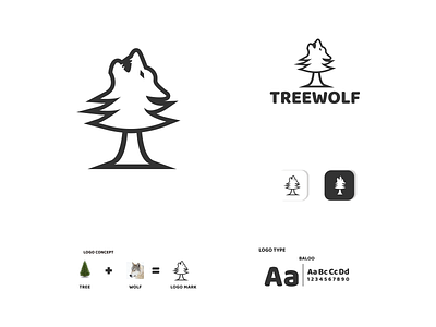 TREE AND WOLF animals app branding design icon illustration logo tree typography ui ux vector