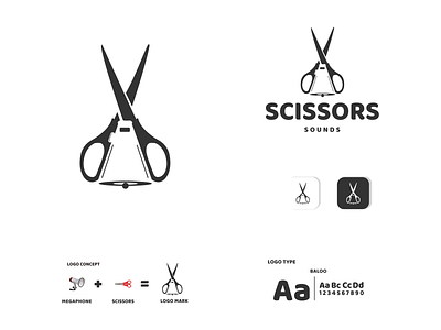 scissors and megaphone app branding design graphic design icon illustration logo typography ui ux vector