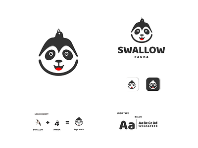 SWALLOW AND PANDA animal app bird branding design icon illustration logo panda swallow typography ui ux vector