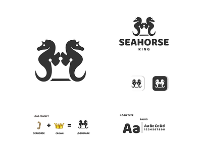 SEA HORSE AND KING animals app branding design icon illustration king logo seahorse typography ui ux vector