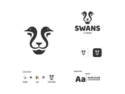 SWANS AND LION animal app branding design icon illustration lion logo swan typography ui ux vector