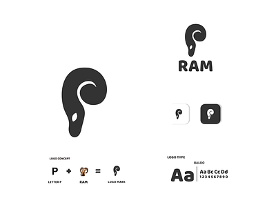 LETTER P AND GOAT HORN animal app branding design goat horn icon illustration letter p logo typography ui ux vector