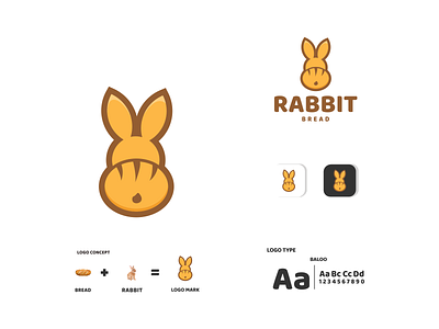 RABBIT AND BREAD animal app branding bread design icon illustration logo rabbit typography ui ux vector