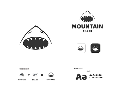 MOUNTAIN AND SHARK app branding design fish icon illustration logo mountain shark typography ui ux vector