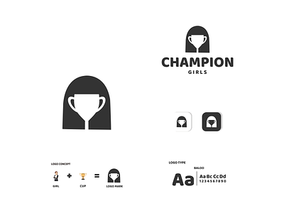 CHAMPION AND GIRL app branding champion cup design girl icon illustration logo typography ui ux vector